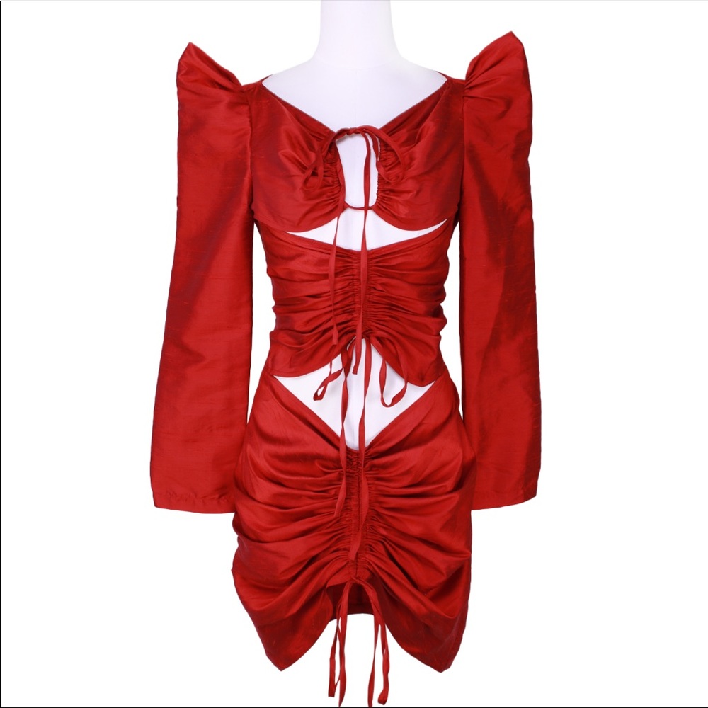 RARE Kim Shui red scrunch dress Runway